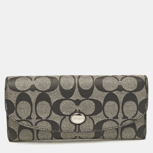 Coach Black Signature Coated Canvas Peyton Continental Wallet - Coach - Modalova