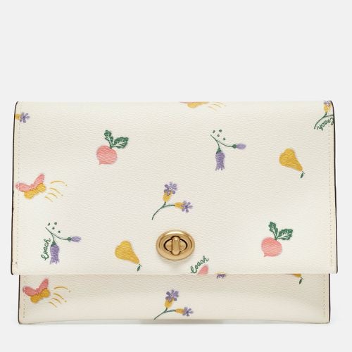 Coach Cream Garden Print Leather Large Turnlock Pouch - Coach - Modalova