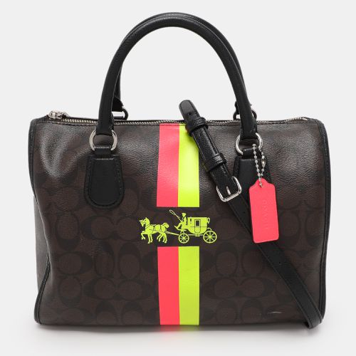 Coach Brown/Black Signature Coated Canvas and Leather Carriage Print Satchel - Coach - Modalova