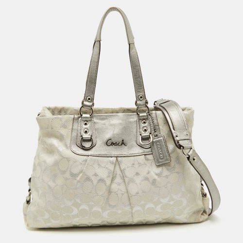 Coach White/Silver Signature Canvas and Leather Ashley Tote - Coach - Modalova