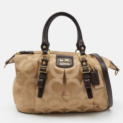 Coach Beige/Brown Signature Canvas and Lizard Embossed Leather Madison Juliette Satchel - Coach - Modalova