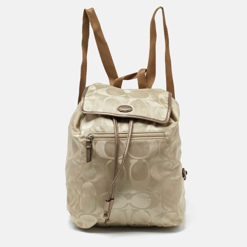 Coach Beige/Metallic Signature Nylon and Leather Backpack - Coach - Modalova