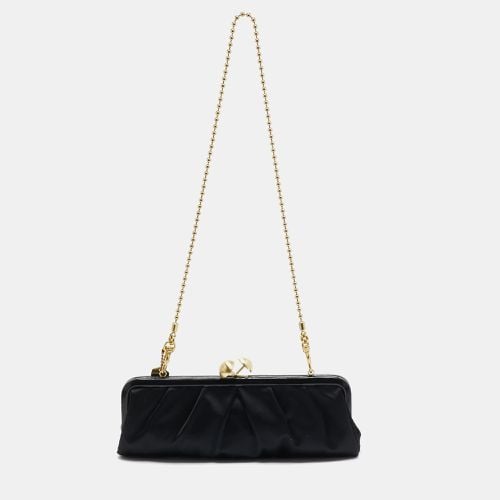 Coach Black Satin and Patent Leather Kiss Lock Chain Clutch - Coach - Modalova