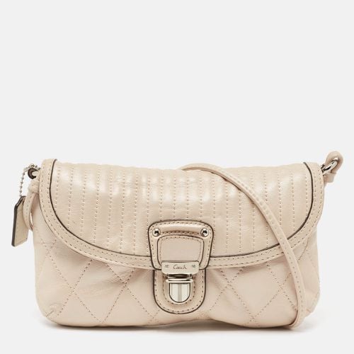 Coach Beige Quilted Leather Push Lock Crossbody Bag - Coach - Modalova