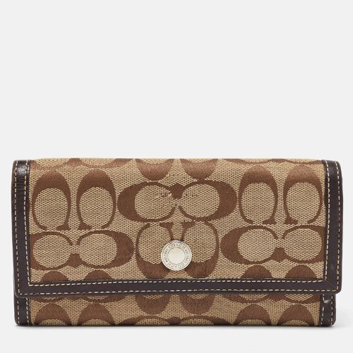 Coach Beige/Brown Signature Canvas and Leather Continental Wallet - Coach - Modalova