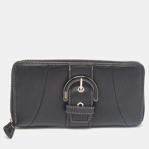 Coach Black Leather Buckle Zip Continental Wallet - Coach - Modalova