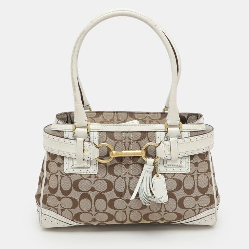 Coach Beige/White Signature Canvas and Leather Hampton Satchel - Coach - Modalova