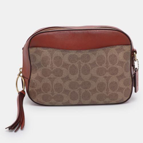 Coach Beige/Brown Signature Coated Canvas and Leather Camera Crossbody Bag - Coach - Modalova
