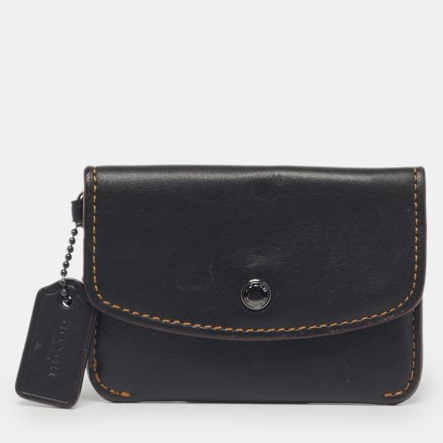 Coach Black Leather Edgestain Card Case Pouch - Coach - Modalova