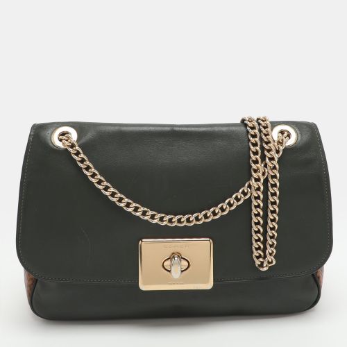 Cassidy /Brown Leather and Python Embossed Chain Flap Shoulder Bag - Coach - Modalova