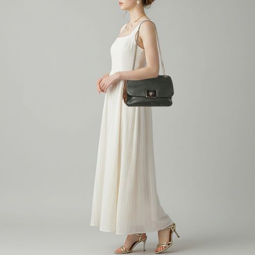 Cassidy /Brown Leather and Python Embossed Chain Flap Shoulder Bag - Coach - Modalova