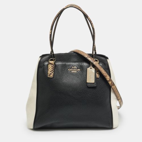 Minetta /White Python Embossed and Leather Satchel - Coach - Modalova