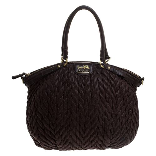 Dark Quilted Nylon and Leather 70th Anniversary Madison Satchel - Coach - Modalova