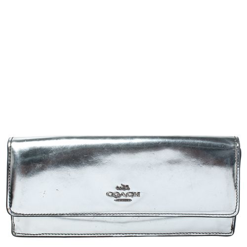 Coach Metallic Silver Patent Leather Continental Wallet - Coach - Modalova