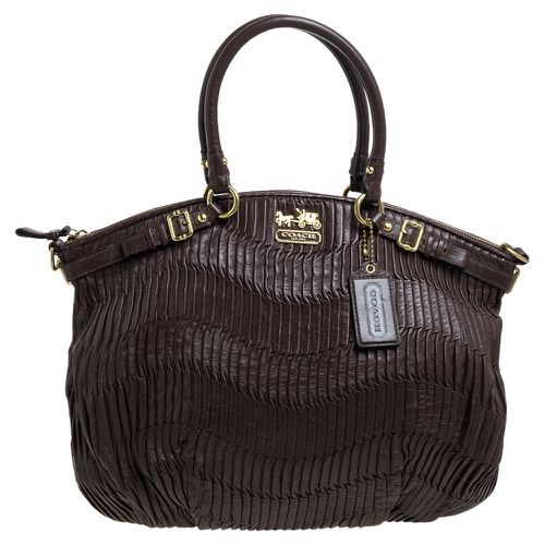 Coach Dark Brown Gathered Leather Lindsey Satchel - Coach - Modalova