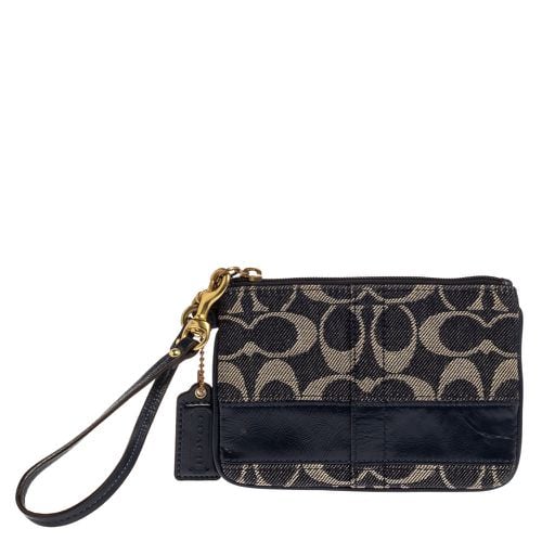 Coach Blue Signature Canvas and Patent Leather Wristlet Clutch - Coach - Modalova