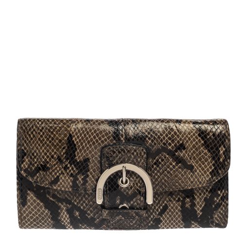 Coach Brown/Black Python Embossed Leather Soho Continental Wallet - Coach - Modalova