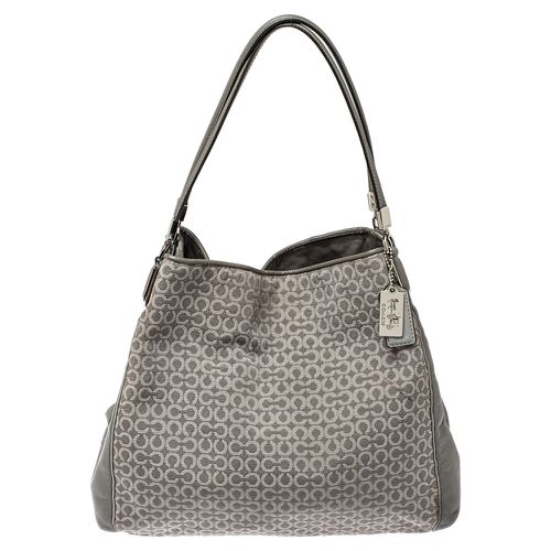 Coach Grey Signature Canvas and Leather Edie 31 Shoulder Bag - Coach - Modalova