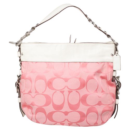 Coach Pink/White Signature Canvas and Leather Hobo - Coach - Modalova