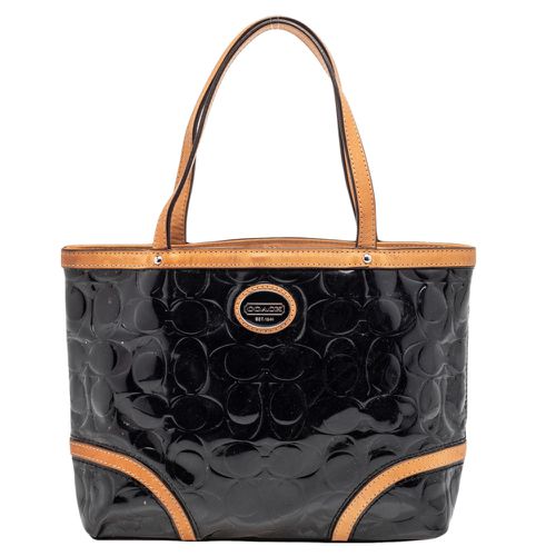 Coach Black/Beige Patent Leather Peyton Tote - Coach - Modalova