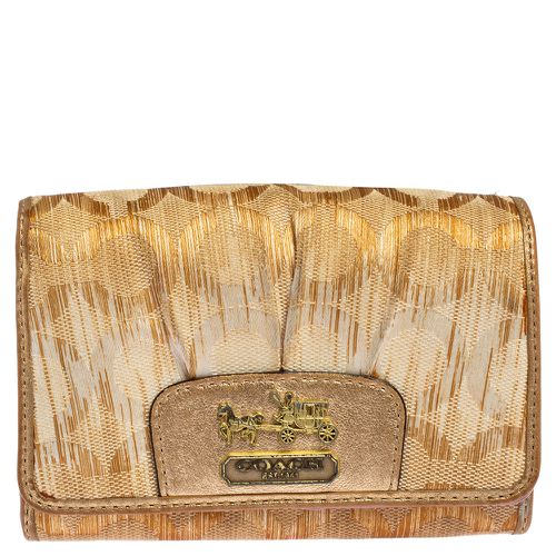 Coach Gold Ombre Signature Op Art Canvas And Leather Compact Wallet - Coach - Modalova