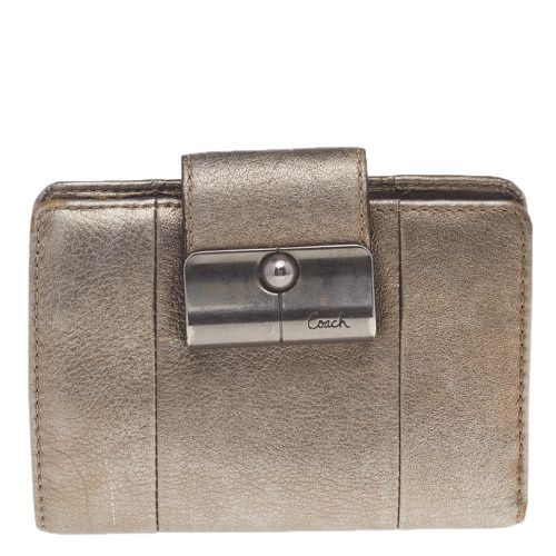 Metallic Leather Compact Wallet - Coach - Modalova