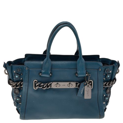 Coach Blue Patch Embellished Leather Swagger 27 Carryall Satchel - Coach - Modalova