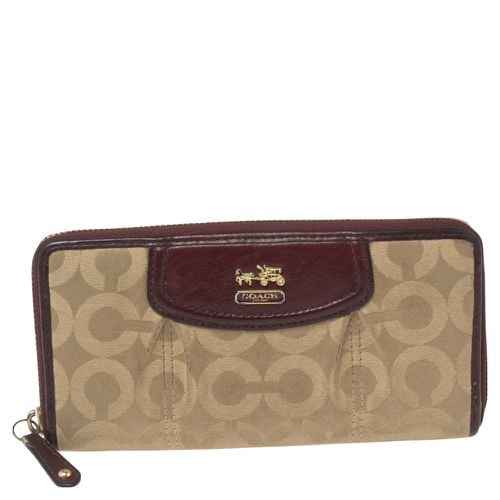 Coach Burgundy/Brown Op Art Fabric and Leather Madison Continental Wallet - Coach - Modalova