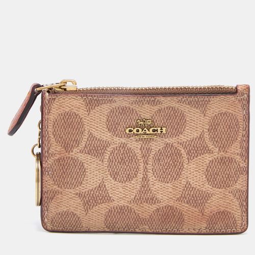 Coach Beige/Brown Signature Coated Canvas and Leather Zip Skinny ID Case - Coach - Modalova