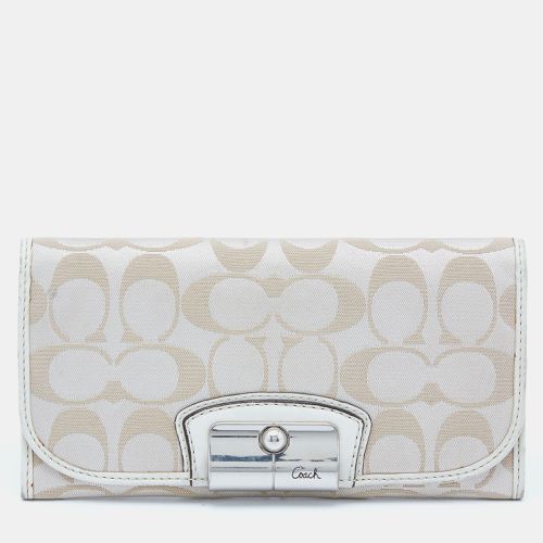 Coach Beige/White Signature Canvas and Leather Flap Continental Wallet - Coach - Modalova