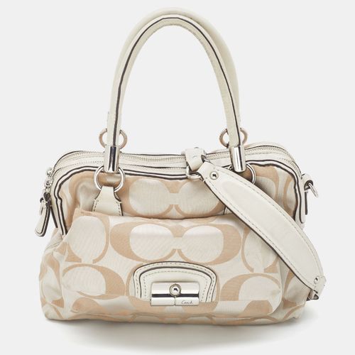 Coach Beige Signature Canvas and Leather Buckle Satchel - Coach - Modalova