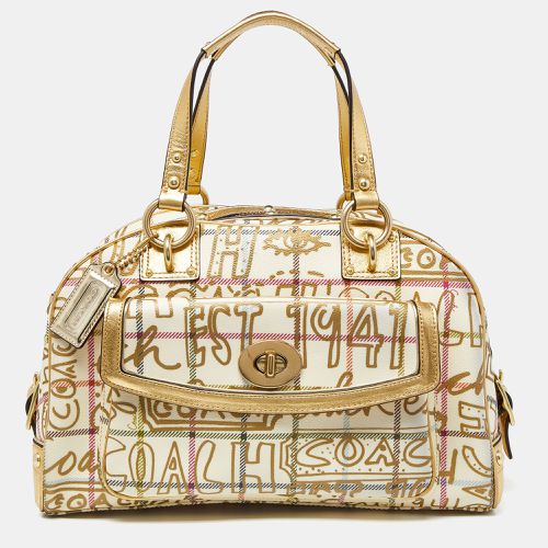 Coach Gold PVC and Leather Graffiti Tattersall Satchel - Coach - Modalova