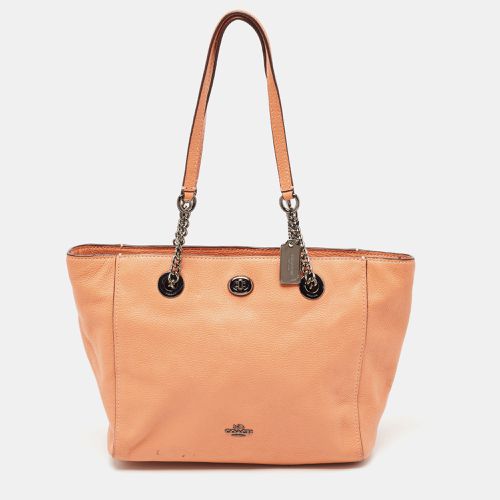 Coach Peach Leather Turnlock Chain Tote - Coach - Modalova