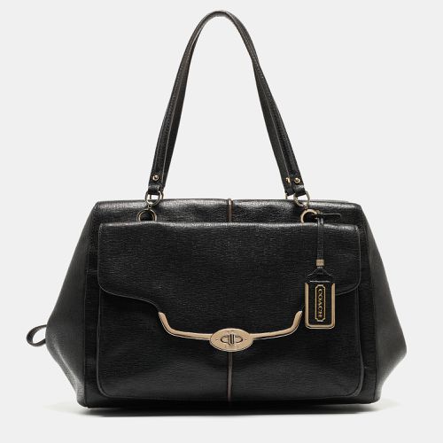 Coach Black Textured Leather E/W Madison Madeline Satchel - Coach - Modalova