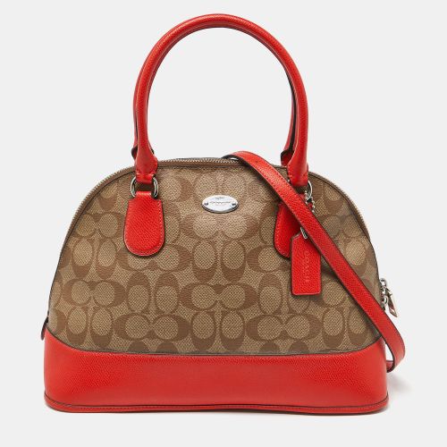 Coach Brown/Orange Signature Coated Canvas and Leather Cora Dome Satchel - Coach - Modalova