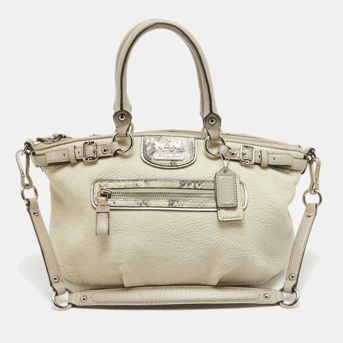 Coach Light Grey Snake Embossed and Leather Sophia Madison Satchel - Coach - Modalova