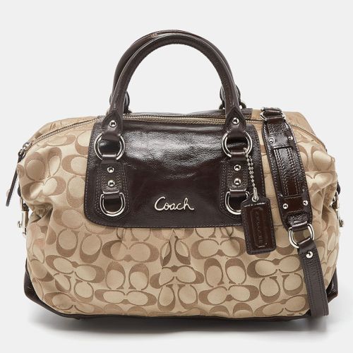 Brown Signature Fabric and Patent Leather Ashley Bag - Coach - Modalova