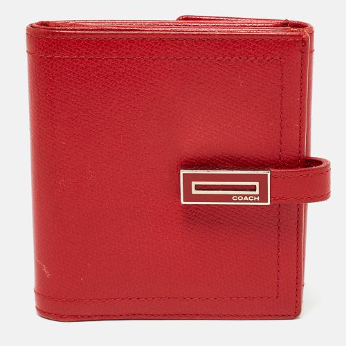 Coach Red Leather Metal Flap Compact Wallet - Coach - Modalova