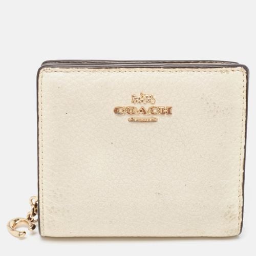 Coach Off White/Brown Leather Snap Compact Wallet - Coach - Modalova