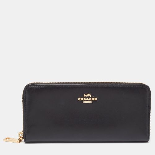 Coach Black Leather Accordion Zip Around Wallet - Coach - Modalova