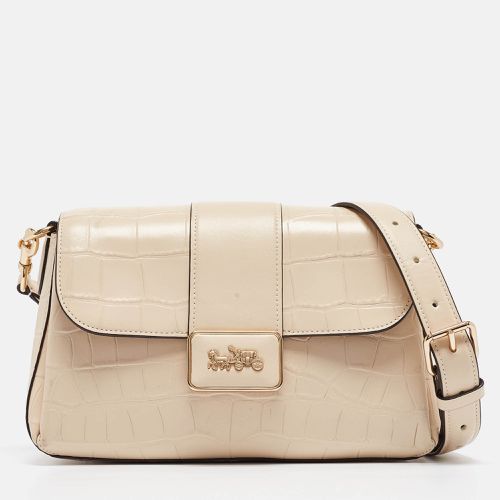 Coach Cream Croc Embossed Leather Grace Shoulder Bag - Coach - Modalova