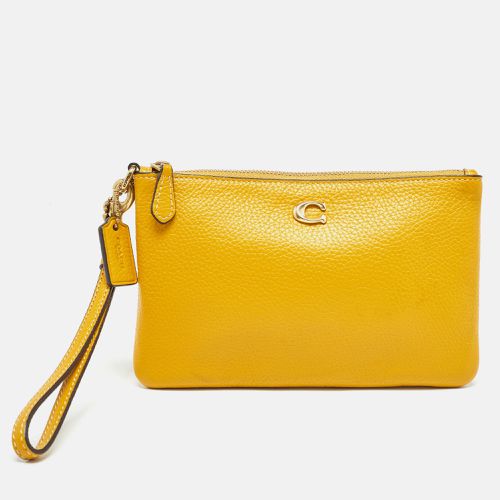 Coach Yellow Leather Wristlet Zip Pouch - Coach - Modalova