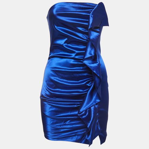 Collini Royal Blue Satin Ruched Strapless Mini Dress S - Collini - Modalova