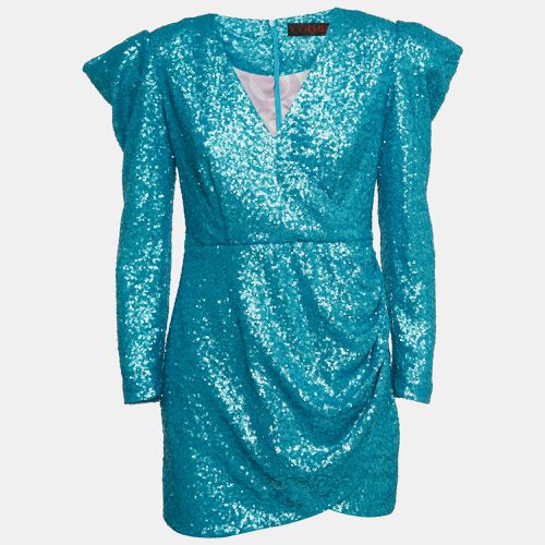 Collini Blue Sequin Draped Long Sleeve Mini Dress S - Collini - Modalova