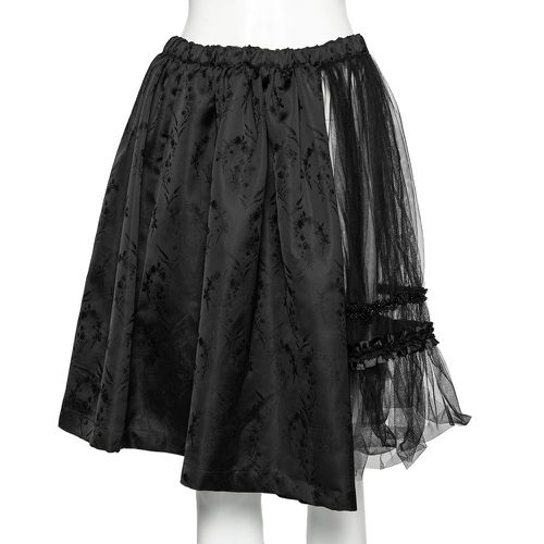 Mesh and Floral Embroidered Silk Ruffled Detailed Skirt S - Comme des Garcons - Modalova