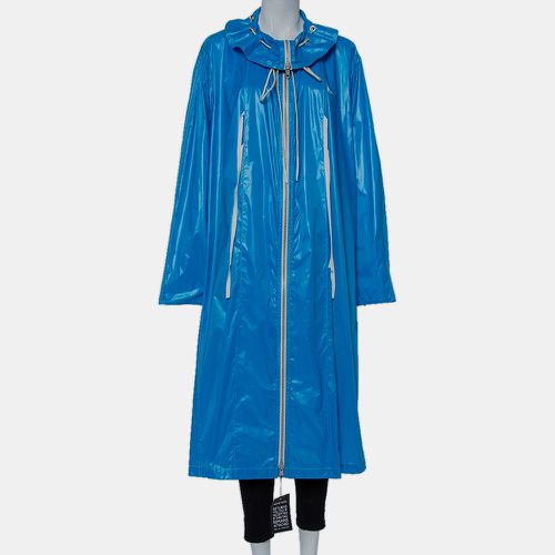 Calvin Klein Blue Synthetic Zip Front Oversized Rain Overcoat M - Calvin Klein - Modalova