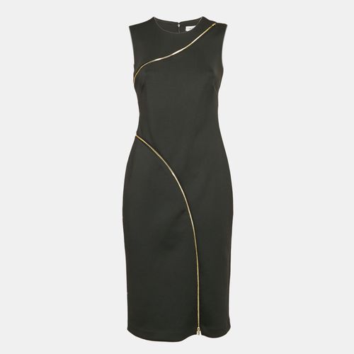 Calvin Klein Black Jersey Zipper Detail Sleeveless Sheath Dress M - Calvin Klein - Modalova