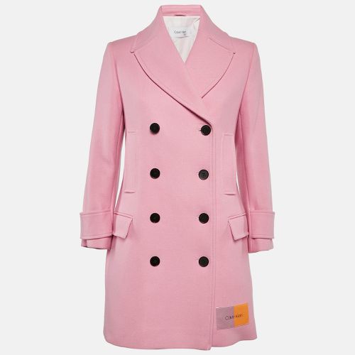 Calvin Klein Pink Wool Blend Double Breasted Mid-Length Coat S - Calvin Klein - Modalova