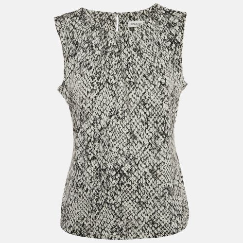 Calvin Klein Black/White Snakeskin Print Jersey Sleeveless Top M - Calvin Klein - Modalova