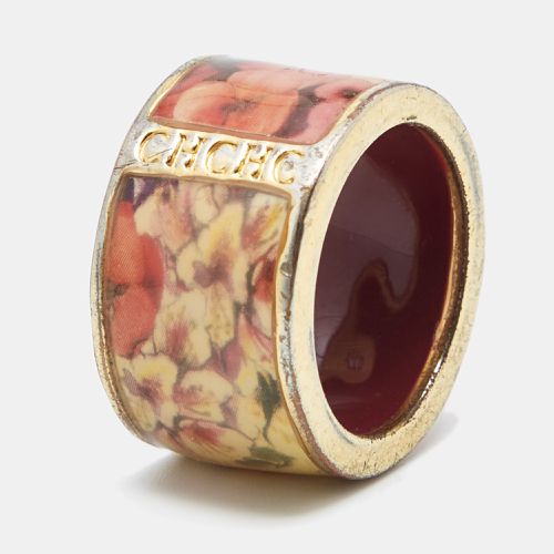 Carolina Herrera CH Enamel Gold Tone Ring Size 54 - Carolina Herrera - Modalova